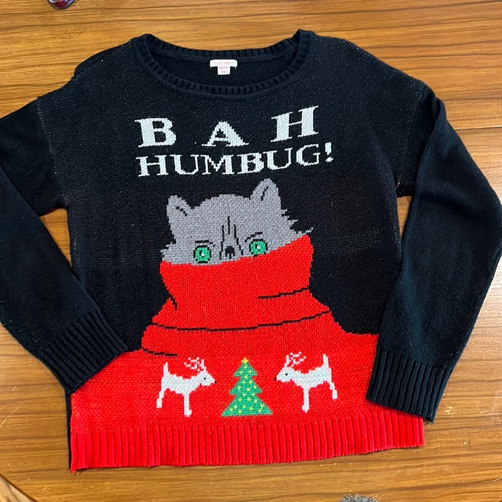 Ugly Christmas sweater, cat Bah Humbug Target Xhilaration brand 🎄
